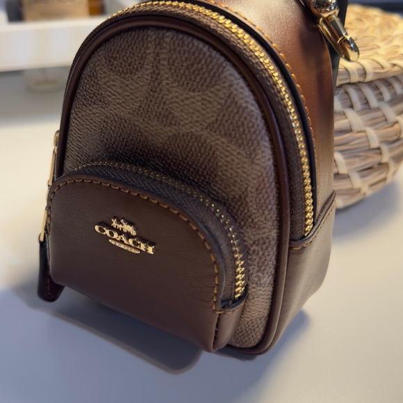Coach Signature Mini Backpack Charm - Brown Canvas Leather, NWT, Original $138 - Picture 3 of 8